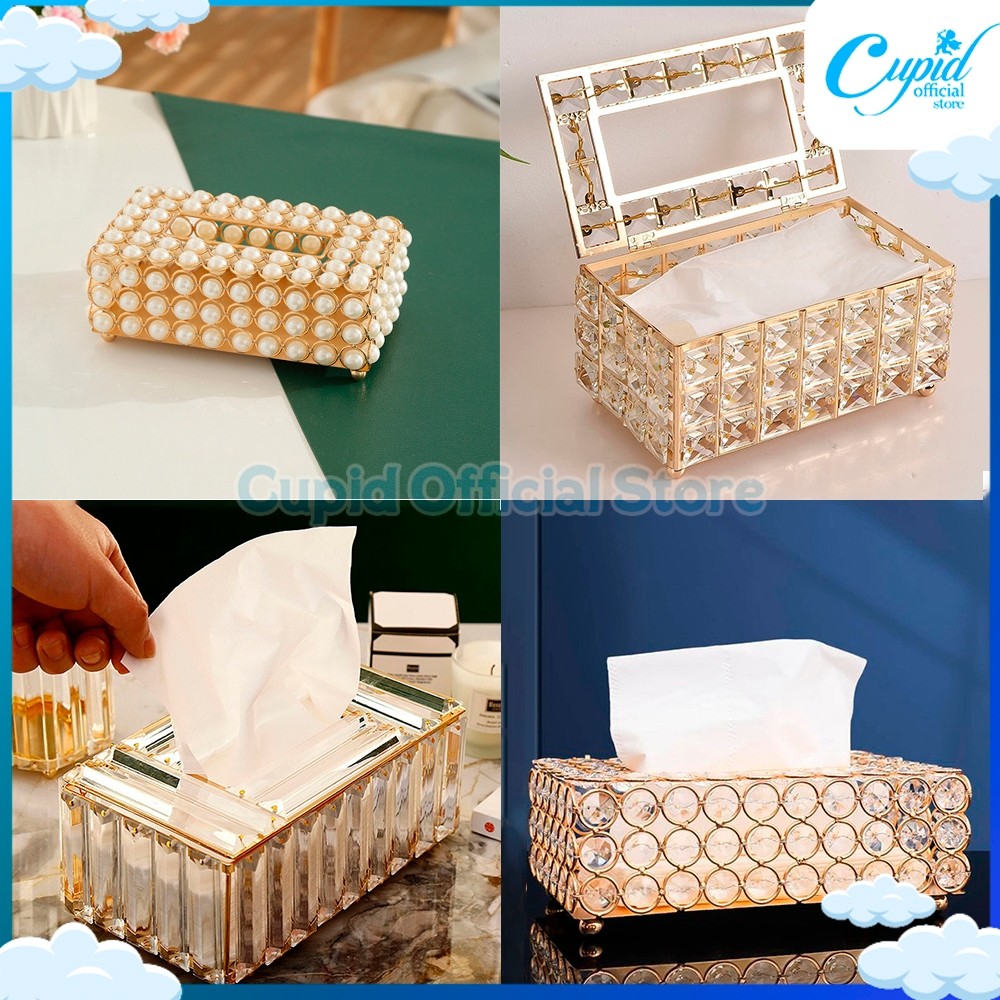 (ATHENA) TEMPAT TISU KRISTAL TEMPAT TISU GOLD TEMPAT TISU KACA ELEGANT KOTAK TISU SWAROVSKI TEMPAT T