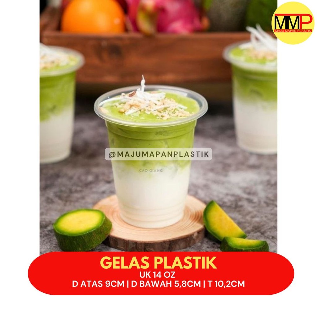 [50 pcs] Gelas Plastik 10oz 12oz 14oz 16oz 22oz / Cup Es Teh / Gelas Pop ice / Cup Jus Plastik Datar