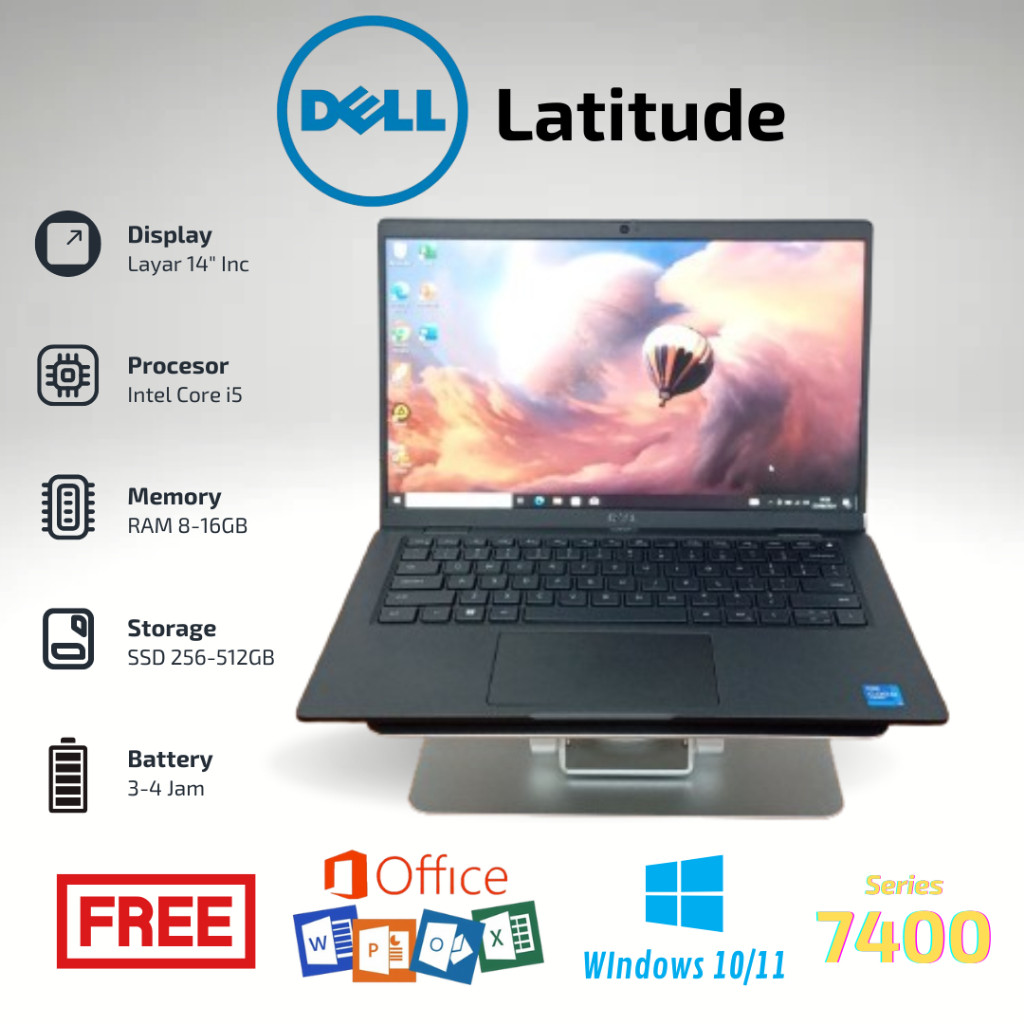 Laptop Dell Latitude 7400 Series Intel Core i5 i7 RAM 16GB SSD 512GB 7420 7410 Second Berkualitas