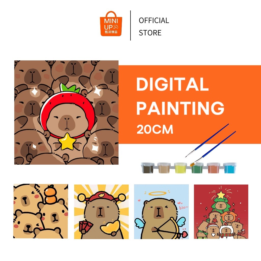 

Paint By Number 20CM Capybara DIY Painting Kit Canvas Paint Kit Digital Aesthetic Kanvas Lukis Kartun Lucu