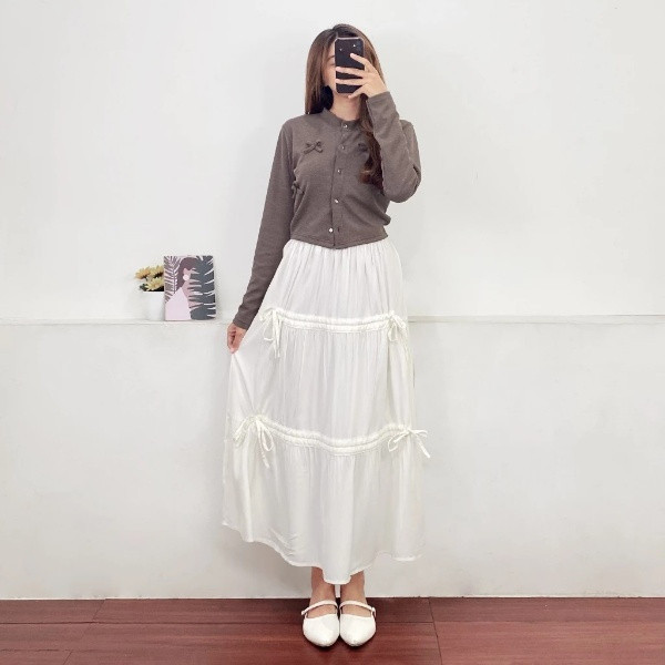 Shopping - ZRX Rok Wanita Kekinian / HONEY SKIRT TALI SERUT / Rok Panjang Wanita / Rok Serut / Rok P