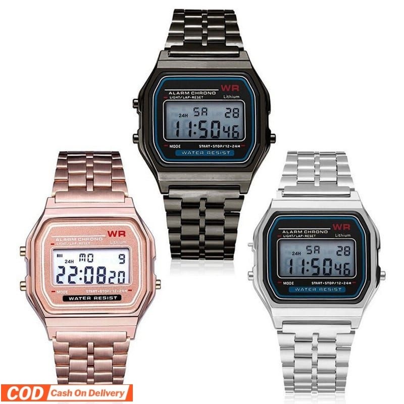 Jam Tangan Pria Wanita Model Casio Digital Rantai