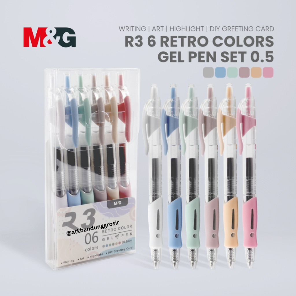 

Pulpen Gel M&G R3 Retro Color Set 6 Warna 0.5mm Warna Pastel #AGP023R4 - Set SHESB