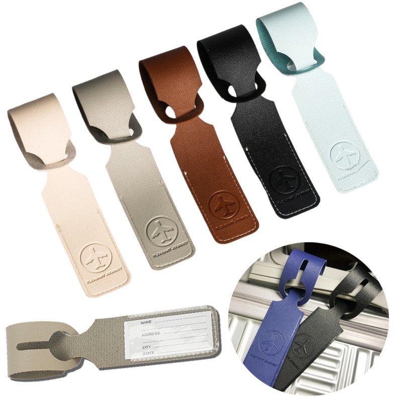 

1PC PU Leather Luggage Tag Creative Baggage Suitcase Identifier ID Addres Holder Boarding Tags Portable Label Travel Accessories