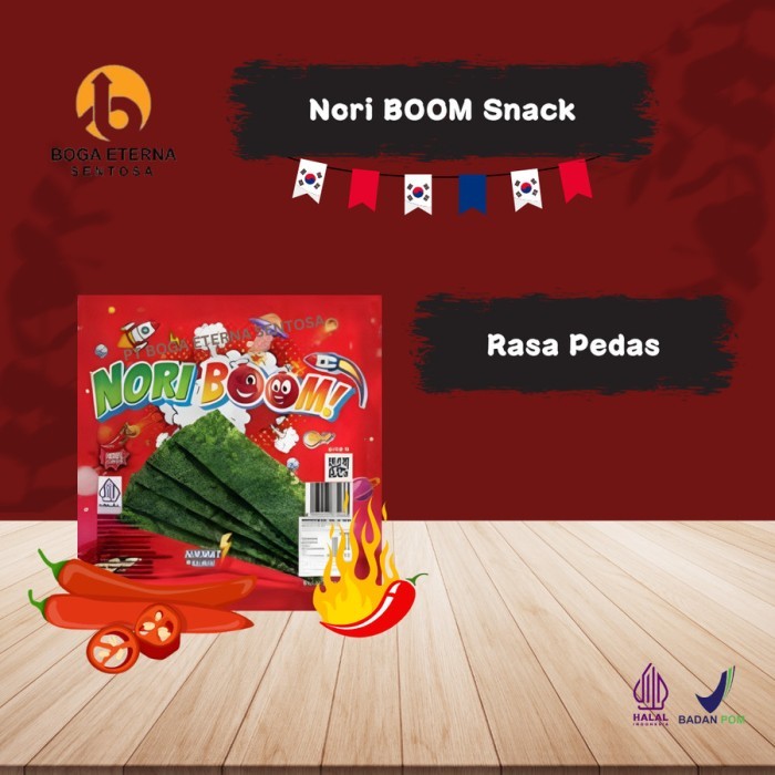 

(SPESIAL PROMO!) Nori Boom 1 KARTON FREE 1 BOX/ Nori Boom Snack Rumput Laut HALAL - Pedas