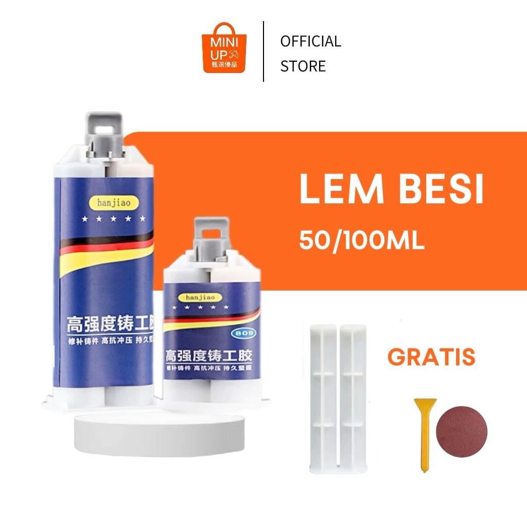 

Lem AB Besi Tahan Panas Glue Tahan Banas Lem Perekat Super Lem Perbaikan Logam Industri 100ml / 50ml