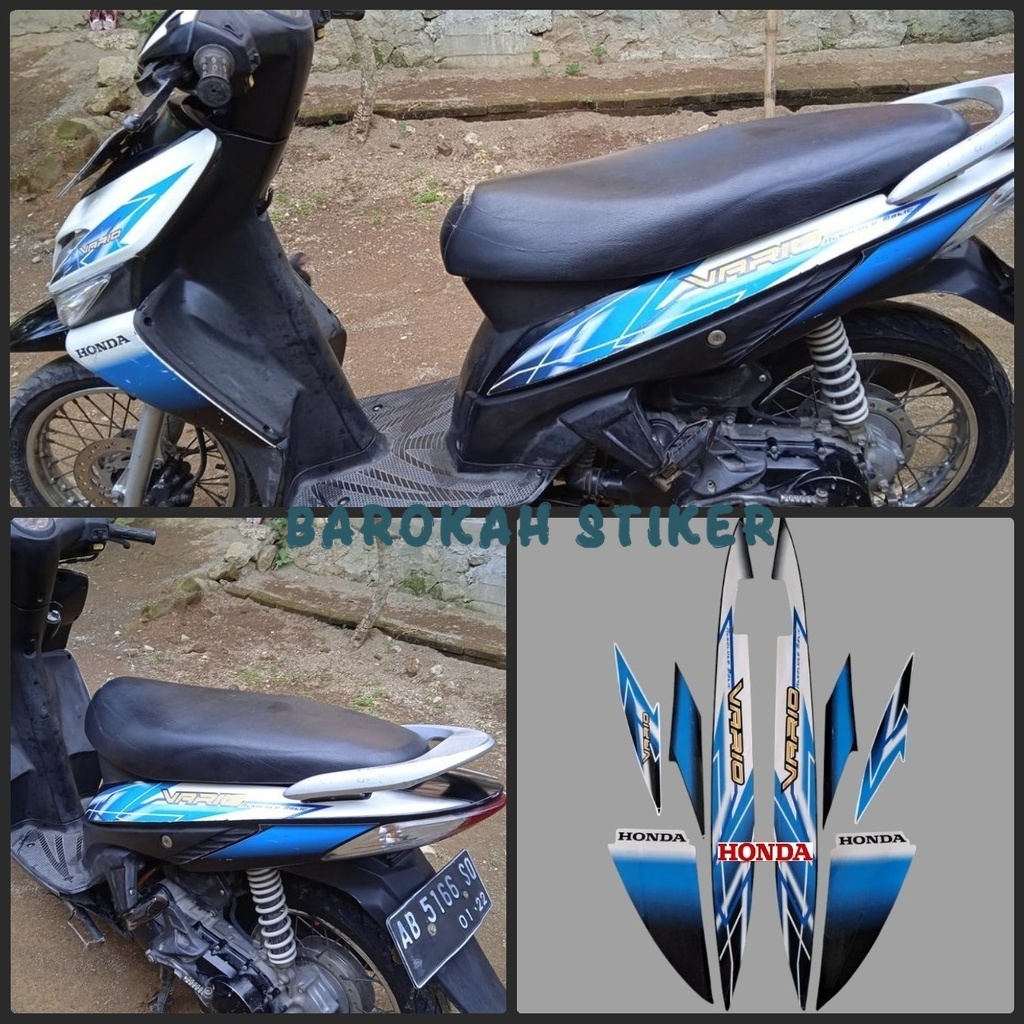 Striping stiker Honda Vario 110 karbu 2006 standar Hitam Biru putih Fullset