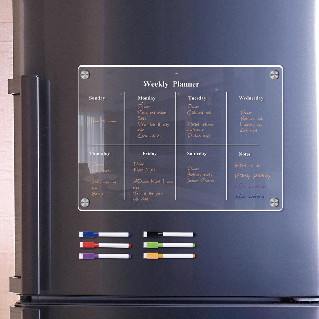 

Fridge Magnet Calendar Board Weekly Planner Magnetic Reusable Dry Erase Board Schedule Clear Acrylic To-do List Message Sticker