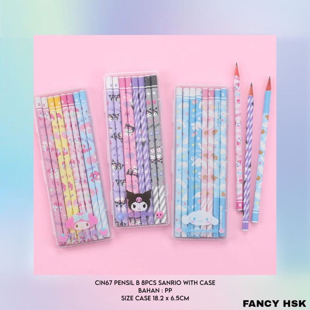 

KOREA PENSIL B 8PCS SANRIO KUROMI MY MELODY CINNAMOROLL POCHACCO CIN67