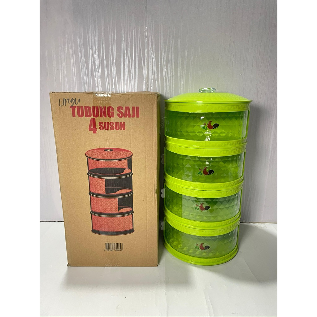 NEW STOCK Tudung saji ayam jago 4 tingkat bahan tebal /AYAM JAGO TUDUNG SAJI SUSUN 4 DIAMOND FOOD
