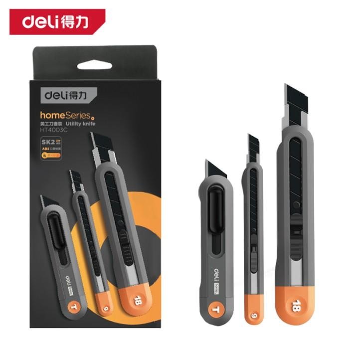 

Deli Tools Cutter Utility Knife set 3pcs Auto Lock HT40XX Plastik Hitam - Orange PROMO !