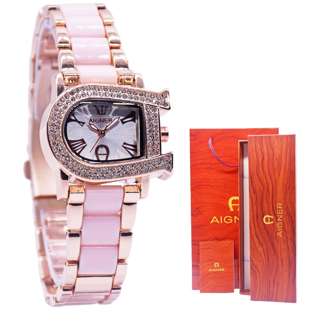 (Promo) Jam Tangan Wanita/Jam Tangan Cewek AIGNER ACCERA 231013 Full Set Rantai Stainless Free Box O