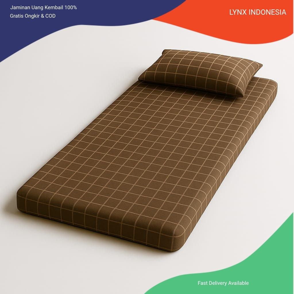Matras Kasur Busa Lipat Tebal – Kasur Memory Foam untuk 1 Orang + Bantal Gratis
