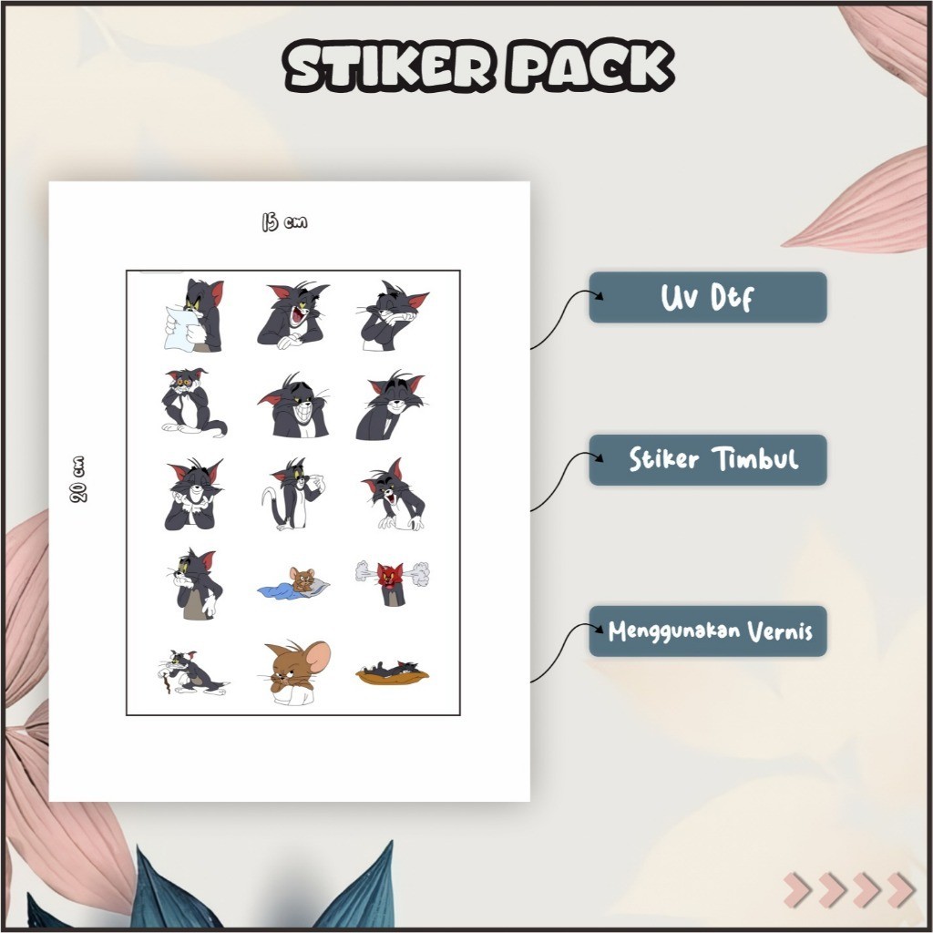 

Stiker Sticker Setiker Setikker Pack UV DTF Berbagai Motif Tom n Jerry Basket Minions Cute Lucu P69