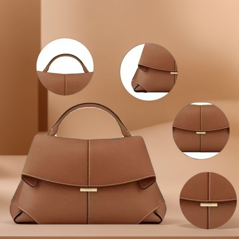 

Paris Style Pleated Leather Bag for Women - 3-Way Crescent Shoulder Purse, Large Capacity Tote Handbag (Luxury Feel)