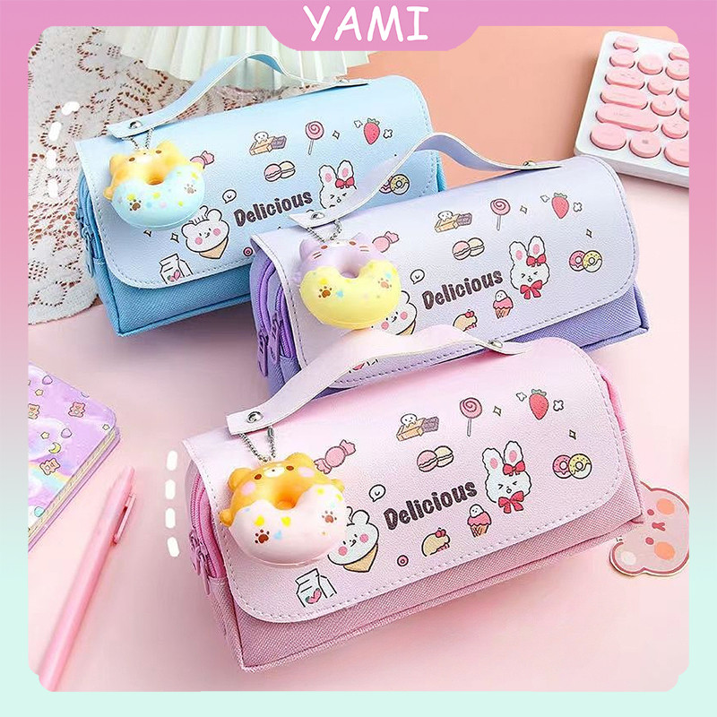 

Kotak Pensil Tiga Lapis Kapasitas Besar / Tas Pensil Murid Lucu / Kotak Pensil Dengan Aksesori Stress Relief