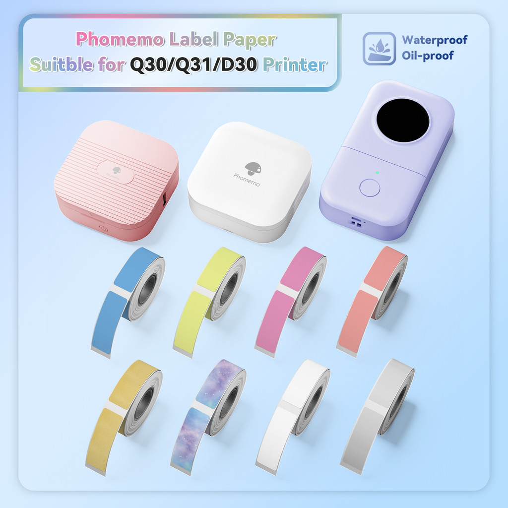 

Phomemo 3 Rolls Q30 White Sticker Waterproof Paper Adhesive Label White Anti-Oil For Q30 D30 Mini Portable Thermal Printer Tape