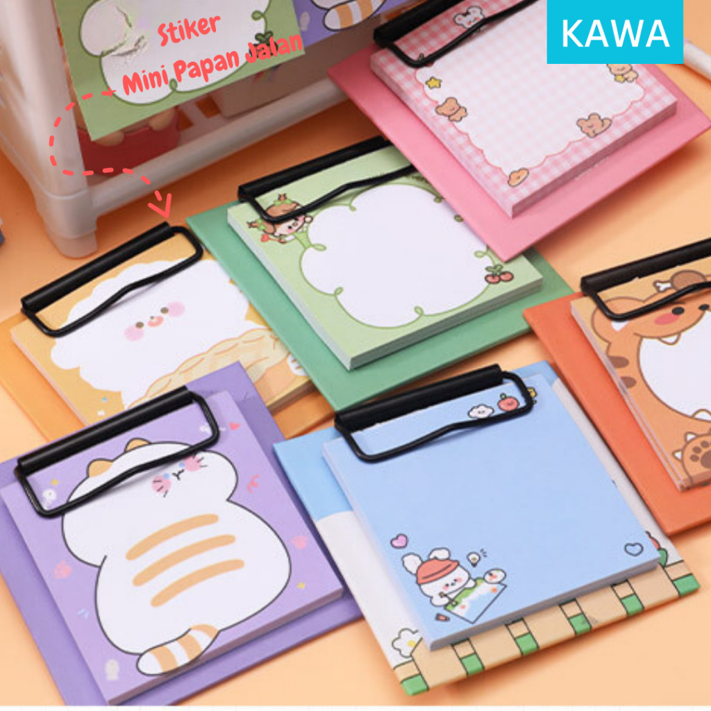 

KAWA Sticky Notes dan Papan Jalan 1 set Lucu Karakter Berwarna Memo Pad Stick Note free Clipboard Estetik Aesthetic isi 30 Lembar MO
