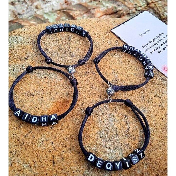 [AE] TERLARIS gelang couple magnet nama ( 2pcs ) ft-3
