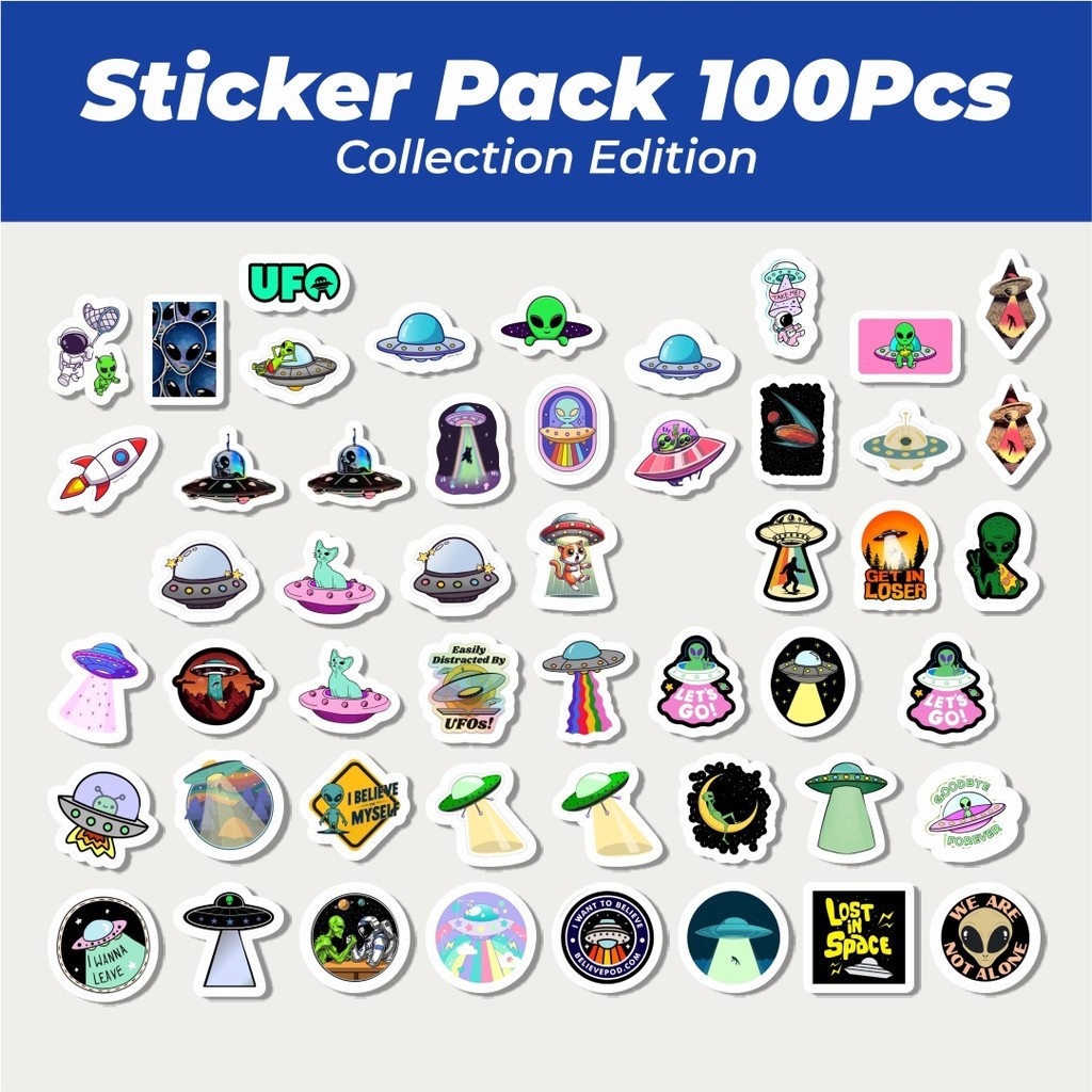 

Hot Stiker UFO Lucu Anti Air Stikers Berperekat Waterproof Sticker Decal Buat Motor Helm Buku Journal Koper Casing HP Laptop Botol Minum
