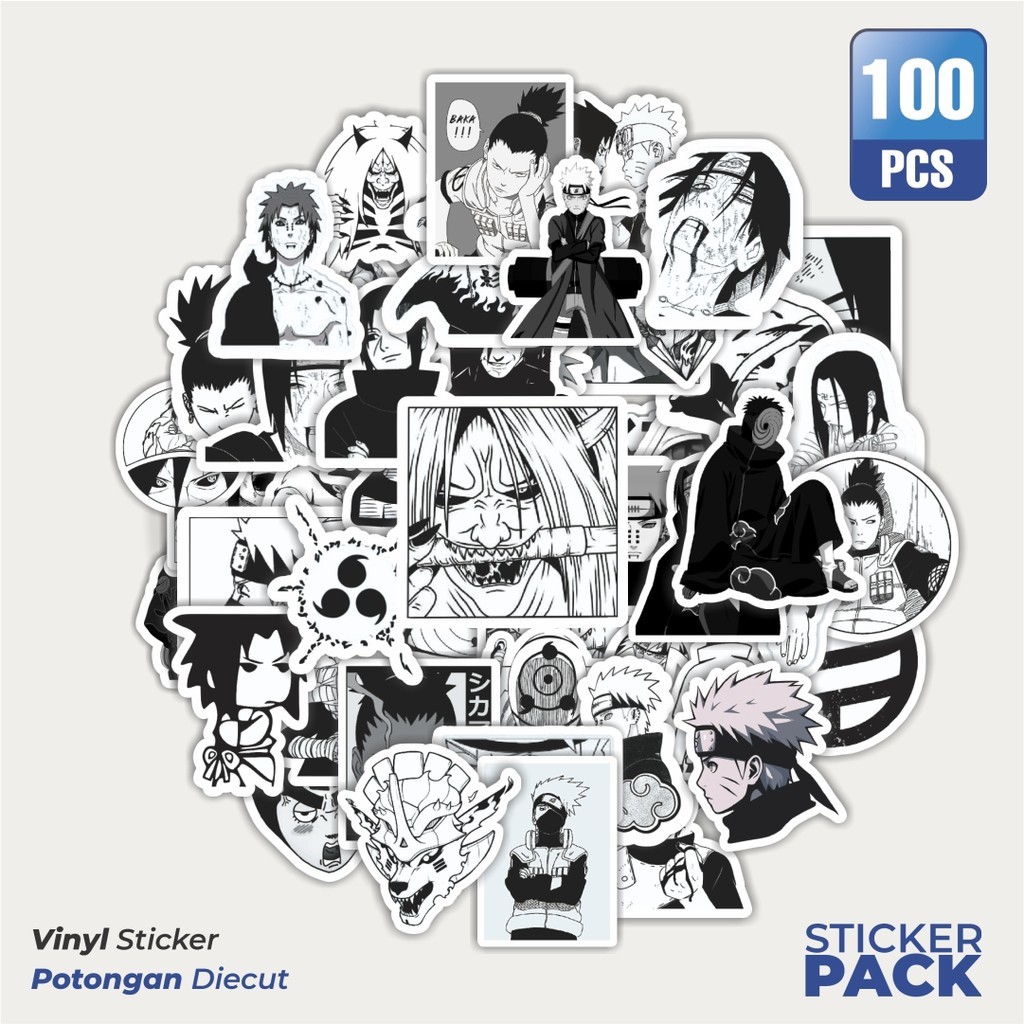 

Stiker Vinyl Stiker Anime Naruto Black & White Waterproof Aesthetic- Untuk Laptop, Motor, dan Helm - Paper Stationery Pack