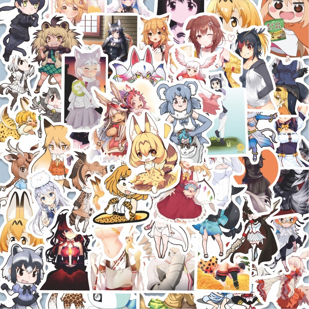 

100PCS Lucu Kartun Kemono Friends Stiker Stiker Aesthetic Stiker Anti Air Stikers Berperekat Waterproof sticker decal buat Motor Helm Buku Journal Koper Casing HP Laptop Botol Minum Hadiah anak