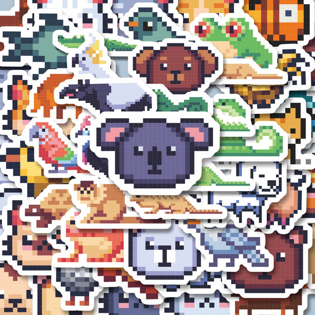 

100PCS Lucu Stiker Hewan Pixel Stiker Aesthetic Stiker Anti Air Stikers Berperekat Waterproof sticker decal buat Motor Helm Buku Journal Koper Casing HP Laptop Botol Minum Hadiah anak