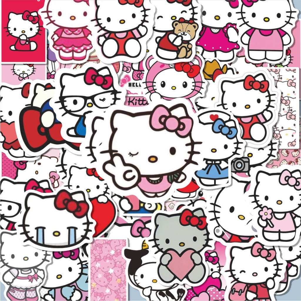 

100PCS Lucu Stiker Kartun Hello Kitty Stiker Aesthetic Stiker Anti Air Stikers Berperekat Waterproof sticker decal buat Motor Helm Buku Journal Koper Casing HP Laptop Botol Minum Hadiah anak