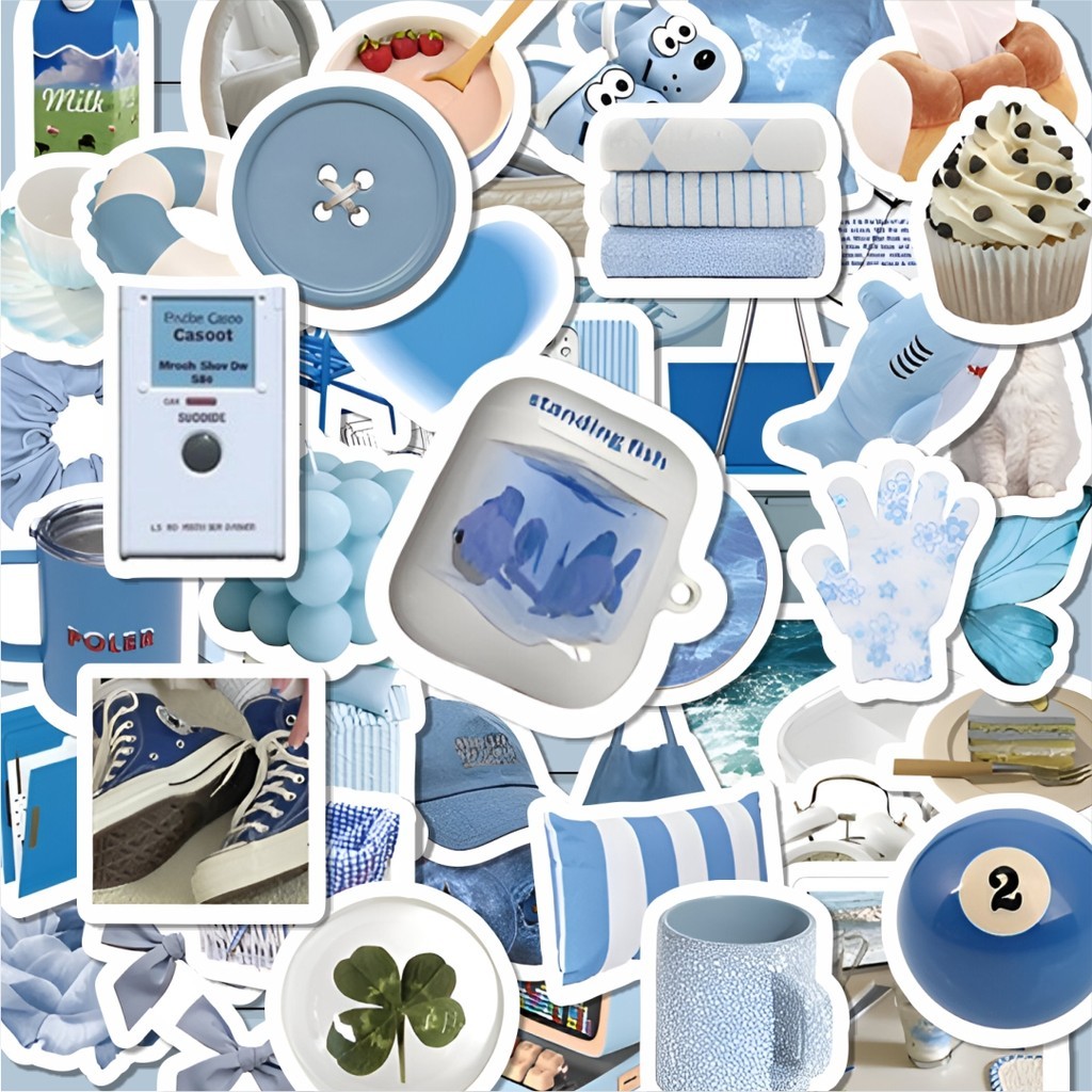 

100PCS Lucu Stiker IKEA Biru Stiker Aesthetic Stiker Anti Air Stikers Berperekat Waterproof sticker decal buat Motor Helm Buku Journal Koper Casing HP Laptop Botol Minum Hadiah anak