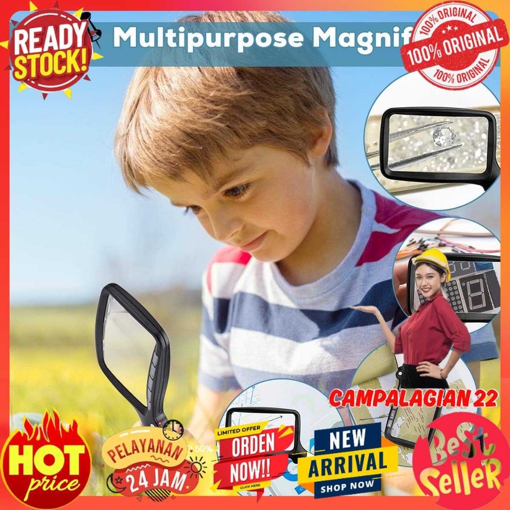 

TOBE Kaca Pembesar Handheld Magnifiying Glass Lup 3X with LED - 10863