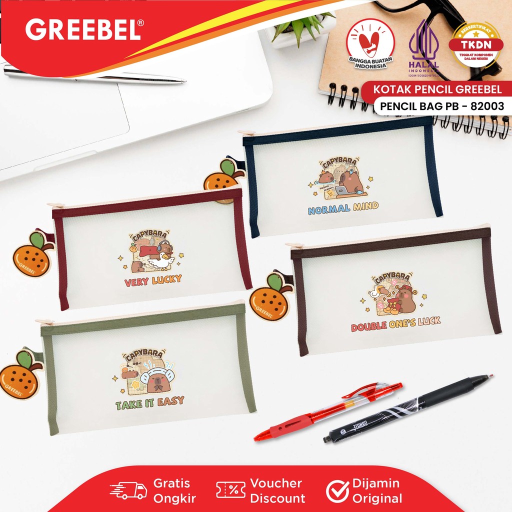 

GREEBEL Tempat Pensil Capybara / Kotak Pensil (PB-82003) / Transparent Pouch / Zipper Bag