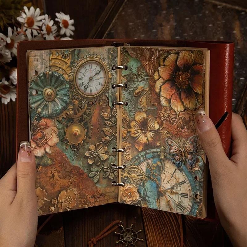 

30Pcs Notebooks Old material Writing Background Material paper Retro 3d texture Time brand Pack Background Scrapbook 173*115mm
