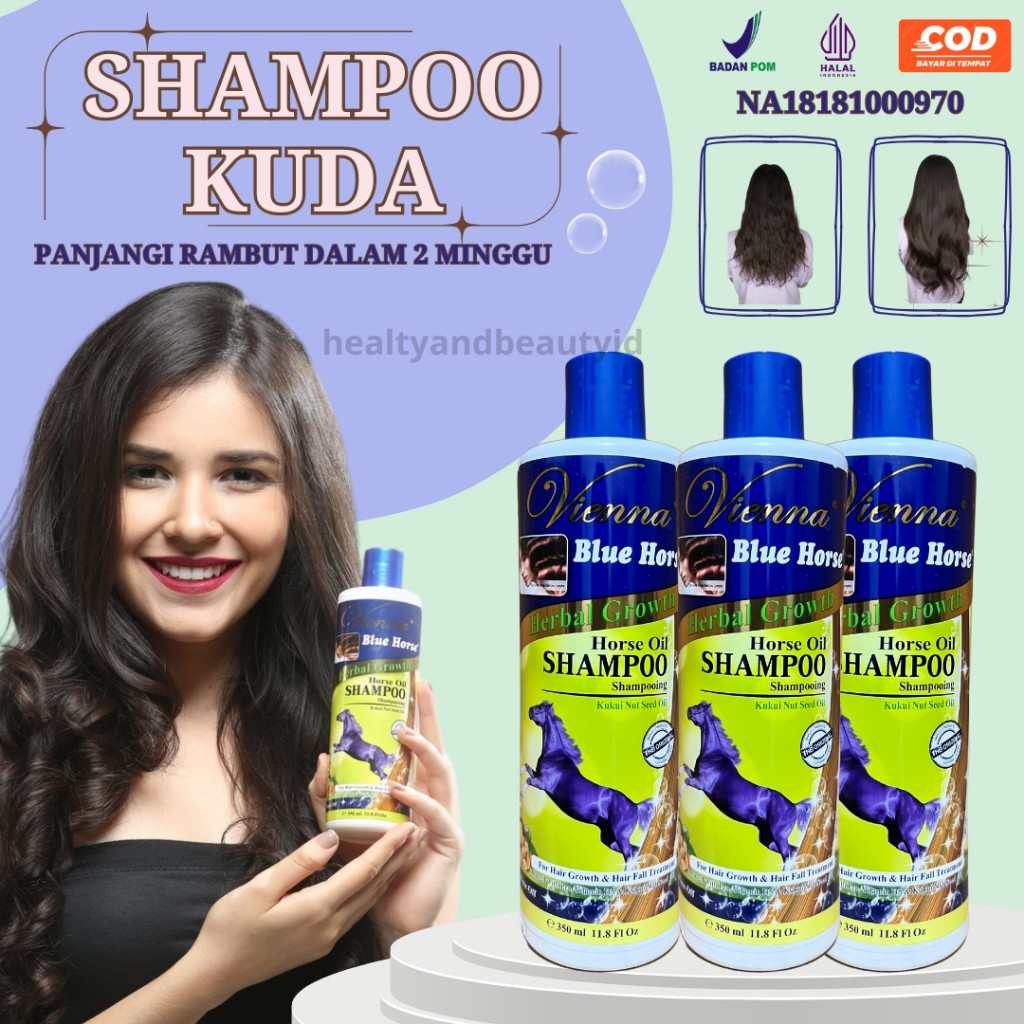 Shampo Kuda Sampo Penumbuh Rambut Cepat Vienna Blue Horse Shampoo Anti Rontok Sampo Kuda