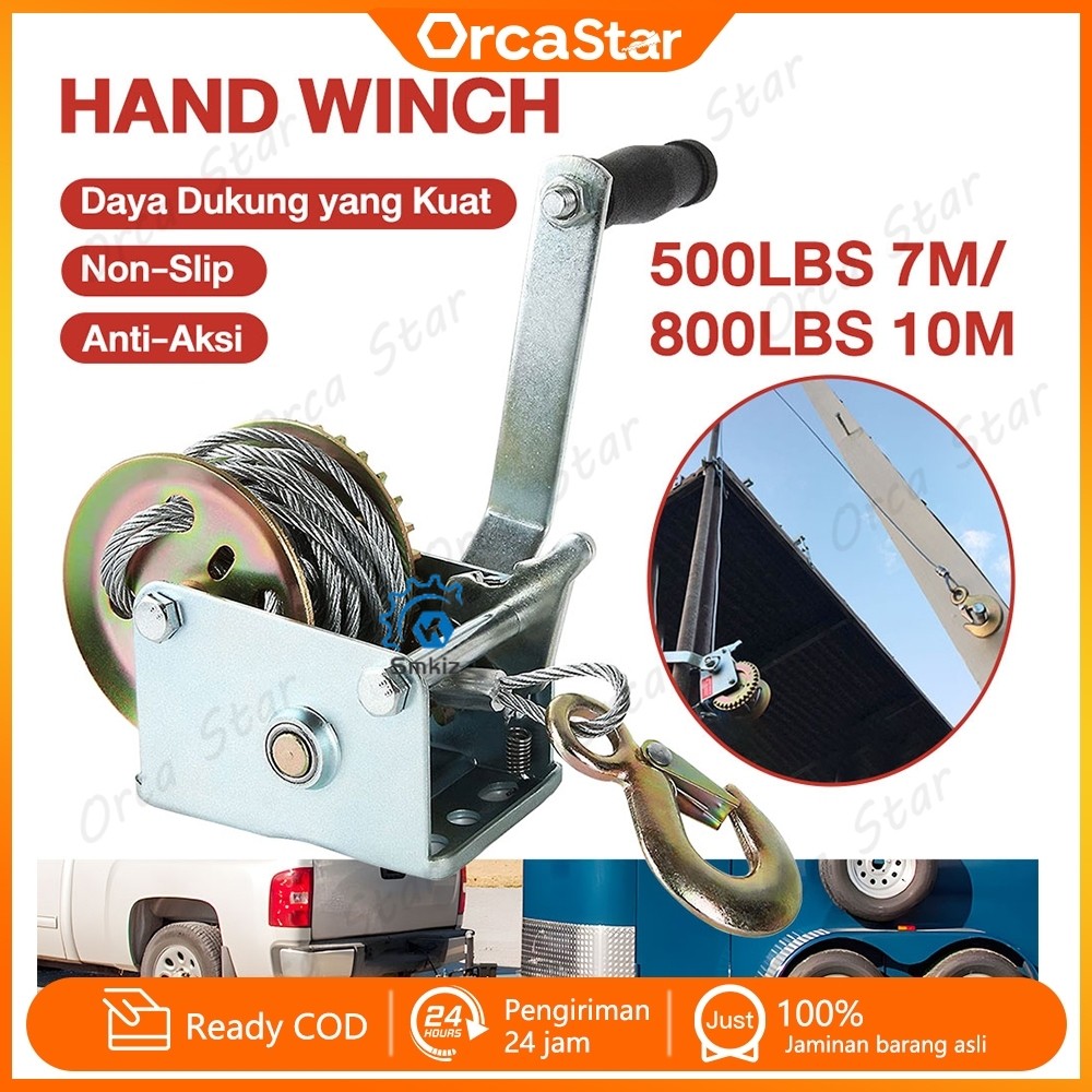 Ready StockBaru Wire Rope Hand Winch Kualitas Tinggi Hand WinchHand Winch / Boat Winch / Katrol