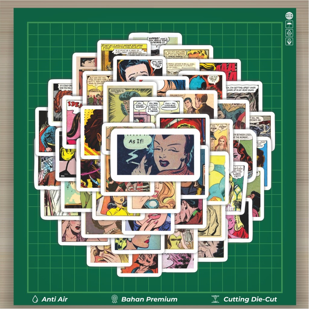 

HOT 50 PCS STIKER Stiker Pop Comics Stiker Dekorasi Lucu Kreatif untuk Notebook, Skateboard, HP