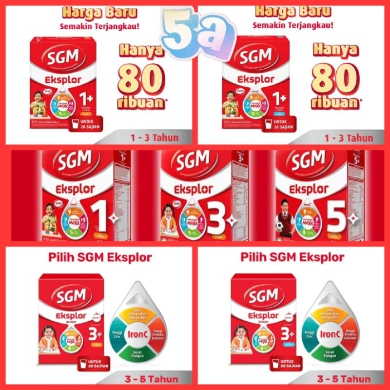 SGM Eksplor 1+ 3+ 5+ Madu Vanila Coklat 900gr Susu SGM