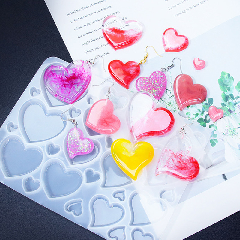 

3D Patch Epoxy Resin Silicone Mold Geometry Heart Moon Earring Pendant Mould DIY Epoxy Resin Jewelry Craft Casting Silicone Mold