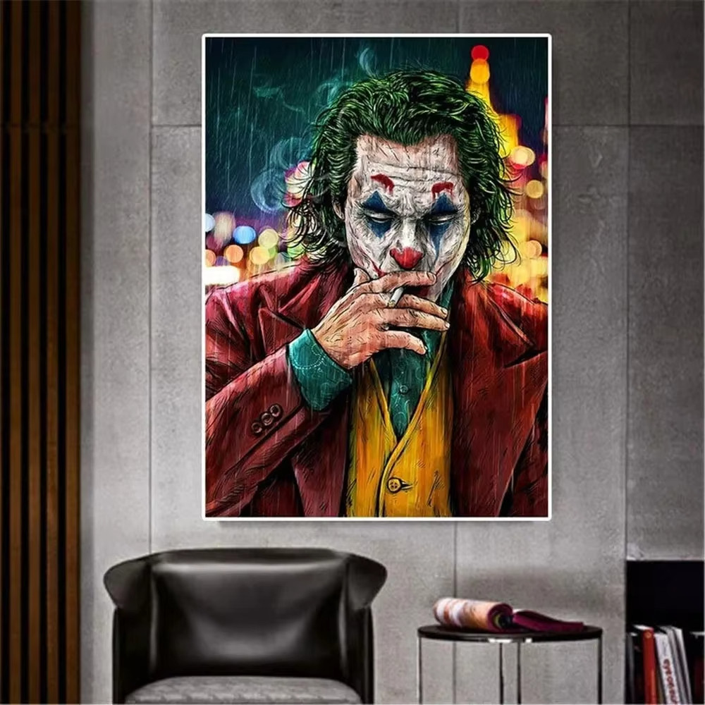

The Joker Man Oil Canvas Painting Comic-Joker Prints Wall Poster Home Decor Painting Wall Pictures for Living Room Decoration