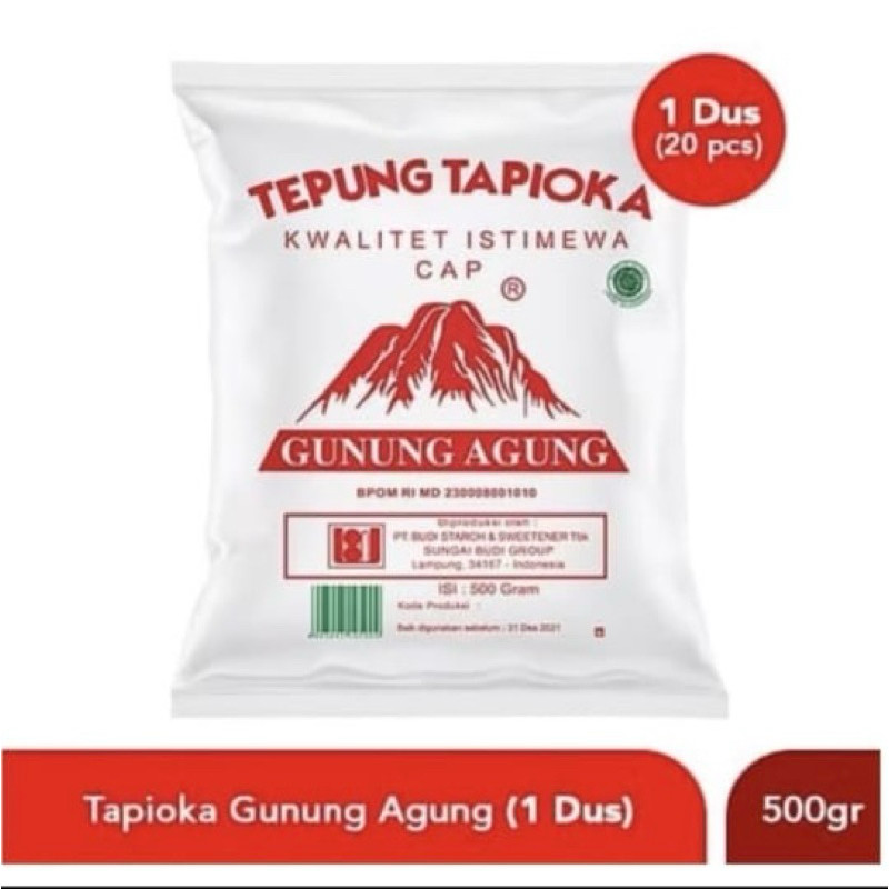 

New Tepung Sagu Tapioka Cap Gunung Agung Merah 500 gr x 20 Pcs 1 Dus 10 Kg / Sagu Gunung Per 1 Dus Karton Rose Brand 500 GramPremium