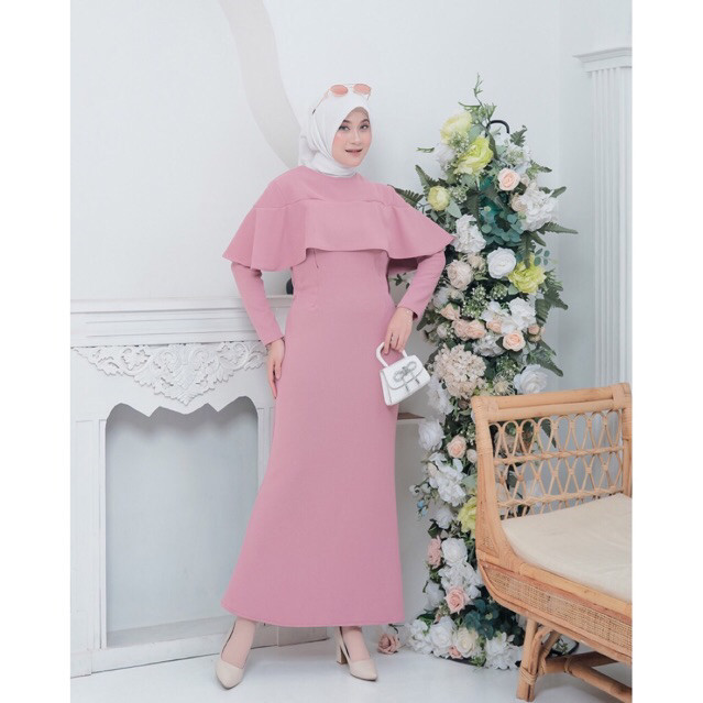 Kiara Dress Knit Duyung Dress Muslim bahan Knit Gamis Wanita KondanganPesta