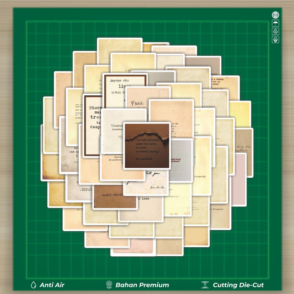 

HOT 50 PCS STIKER Stiker Retro Theme Quotes [Kutipan Tema Retro] Stiker Fashion Cars Decal Dingin Kartu Album Custom Vinyl Anti Air- Sticker Aesthetic Buku Journal Koper Casing HP Tablet Laptop Helm Motor Botol Minum