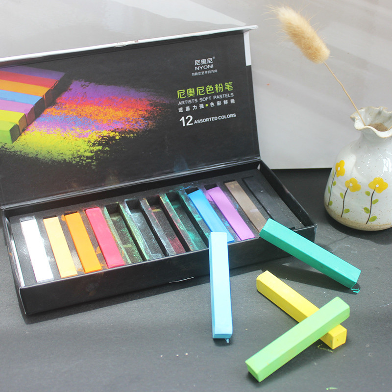 

NYONI Professional Painting Crayons Soft Pastel 12/24/48 Colors Art Drawing Set Chalk Color Crayon Brush For Art School Supplies