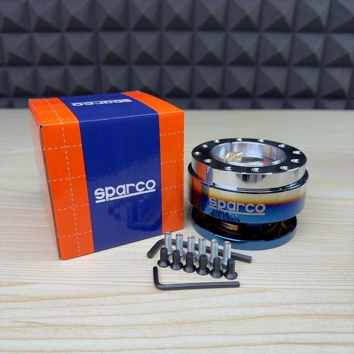 Car Quick Release Stir Racing Mobil Adaptor Stir Cabut Pasang Bosskit Premium - SPARCO BURN BLUE