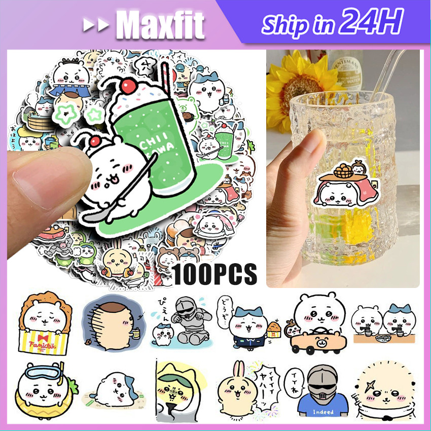 

100PCS Stiker Lucu Chiikawa Stiker Kartun Aesthetic Deco Sticker Vinyl Waterproof Dekorasi Buku Handbook Scrapbook DIY Karakter