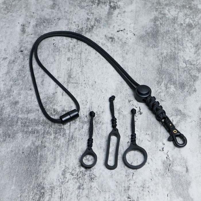 

Lanyard Tali Paracord 4mm Gantungan ID Card Name Tag - Hitam Polos, Lanyard ID Card