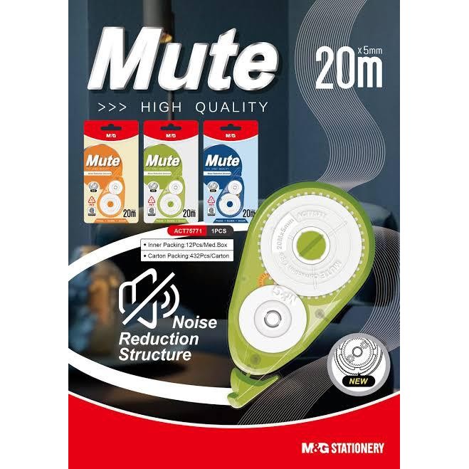 

M&G Correction Tape Anti PUTUS tidak ribut Series 5mm x 20meter ACT75771 PET Noise Reduction