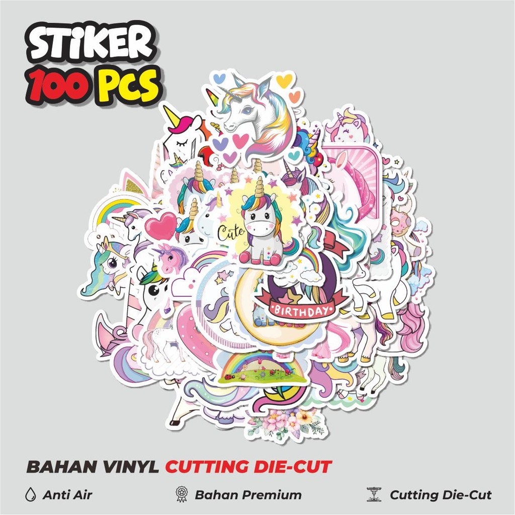 

Terbaru! 50 pcs Stiker Rainbow Unicorn [Unicorn Pelangi] Dekorasi Lucu Kreatif untuk Notebook, Skateboard, HP
