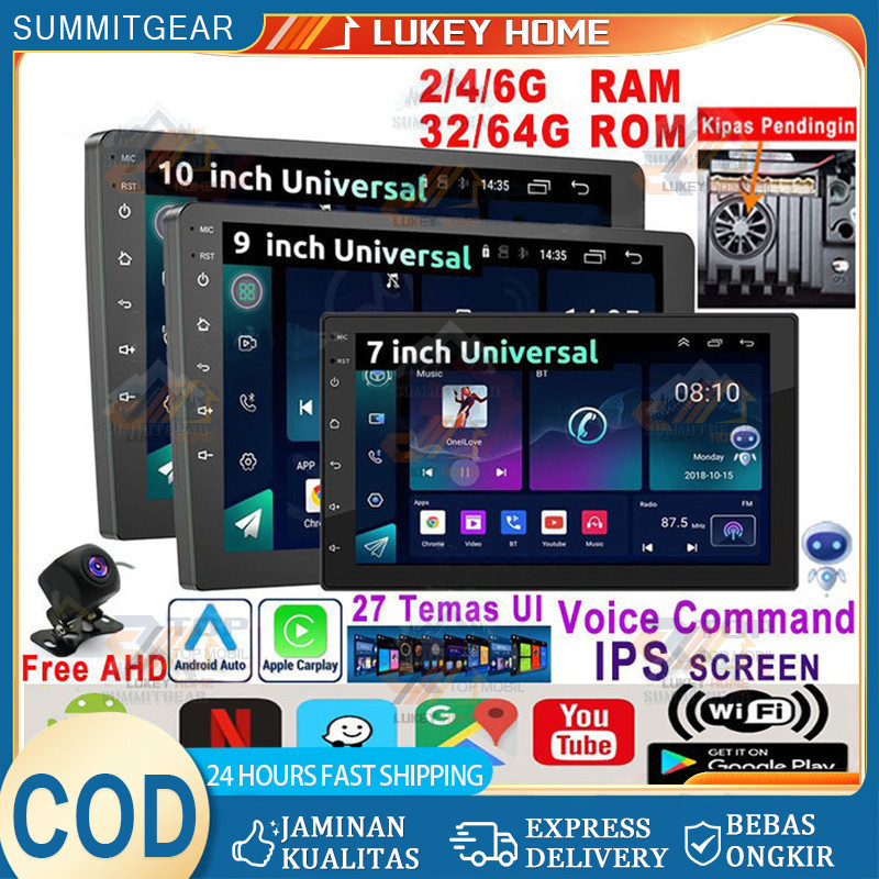 Dual Kipas 4G+64G IPS Screen Head Unit 7/9/10 Inch Car Android 14 Navigasi Untuk TOYOTA Daihatsu Mit