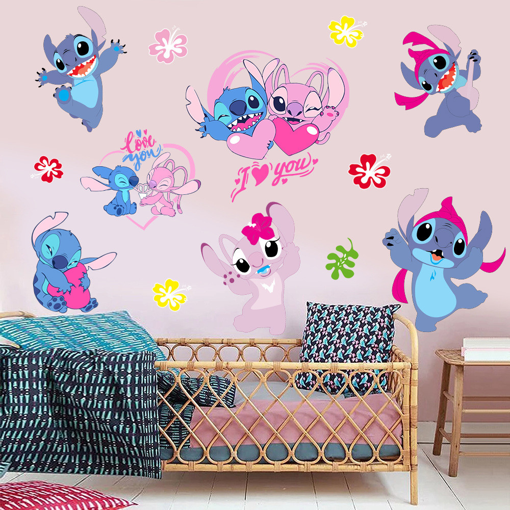 

Cartoon Lilo & Stitch Wall Stickers For Kids Room Movie Self-adhesive Poster Living Room Bedroom DIY Wall Decoration