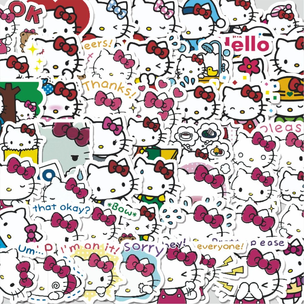 

100PCS Lucu Stiker Kartun Hello Kitty V4 Stiker Aesthetic Stiker Anti Air Stikers Berperekat Waterproof sticker decal buat Motor Helm Buku Journal Koper Casing HP Laptop Botol Minum Hadiah anak